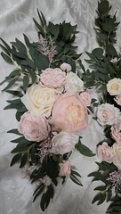 2 pcsWedding Arch Flowers Pink White Artificial Rose 3.9ft x 1.3ft&2.2ft x1.08ft