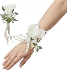 Versatile White Calla Lily Corsage and Boutonniere Set for All Special Occasions