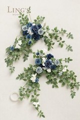 Ling’s Moment 2PCS Dusty Blue Artificial Floral Swags Centerpieces Wedding Fl…