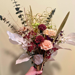 Sola Wood Bridal Bouquet, Dried Floral Burgundy Boho Wedding Bouquet Handmade