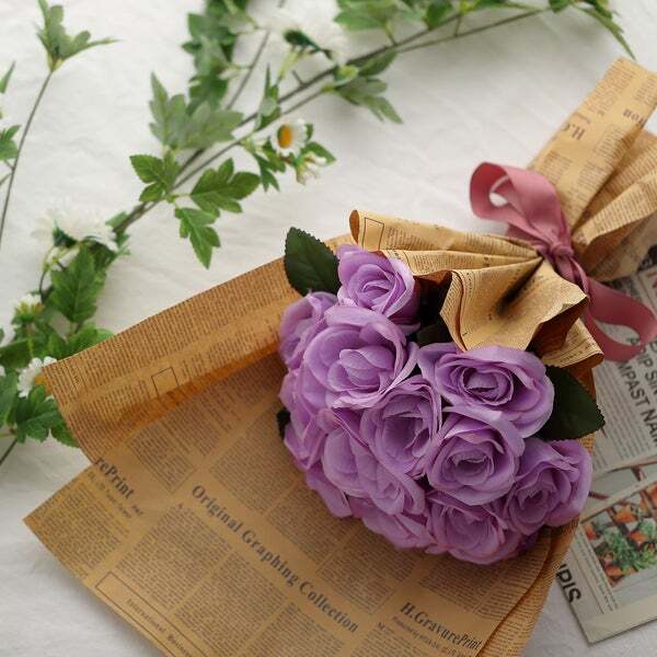 LAVENDER 12″ tall Velvet Roses ARTIFICIAL FLOWERS Bouquet Party Decorations