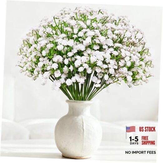 Real Touch Babys Breath Artificial Flowers Fake Flowers Baby 20 Pcs White