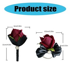 5Pcs Rose Boutonniere for Bride and Grooms, Rose Wrist Corsages for Wedding Prom