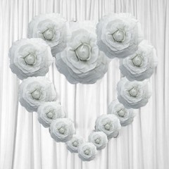 8 pcs 16″ White Artificial Large Roses Flowers Wall Backdrop Party Wedding