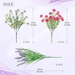 Artificial Flowers for Outdoors UV Resistan 12 Pcs Silk Daisies Rose Red White