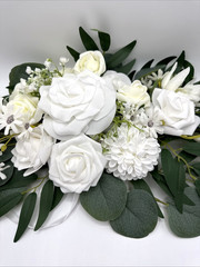 Artificial Arch Flowers Kit, 2Pcs Artificial Flower Arch Decor 2 Drapes Ivory