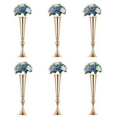 NUPTIO 6 Pcs Wedding Vase & 6 Pcs Artificial Flowers Set for Wedding Centerpi…