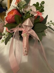 bridal Wedding Bouquet New Pinks, Free Matching Boutonnière
