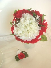Red and White Rose Bridal Bouquet, Wedding Bouquet, Red Rose Bouquet, White Rose