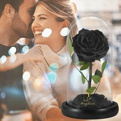 SW Forever Preserved Real Black Rose Flower Birthday Gift for Mom