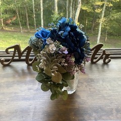 Bridal Wedding Bouquet Budget Friendly Handmade Faux Florals Blue Purple Green