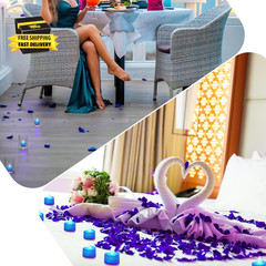 1000Pcs Blue Artificial Rose Petals with 12Pcs Blue LED Tea Lights Kit, for Déco