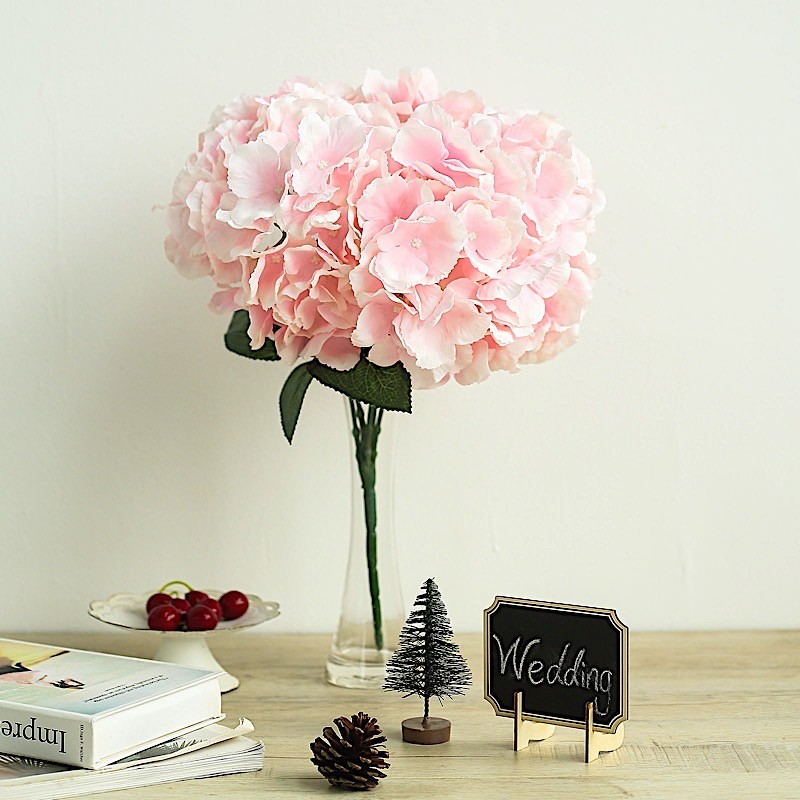 Pink 5 Silk Hydrangea Bushes Wedding Flowers Bouquets Party Centerpieces SALE