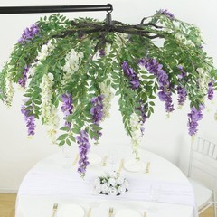 55″ CREAM PURPLE Silk Wisteria Vine Hanging Artificial FLOWER Chandelier Party