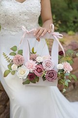 Artificial Flowers Combo Box Set Gradient Color Flower Leaf with Pink Purple