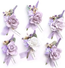 Elegant Purple Boutonnieres – Wedding Flowers