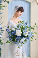 Dusty Blue Wedding Bouquets for Bride, Blue and White Bridal Bouquets for Bride,