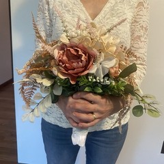 Bridal Wedding Bouquet Exquisite Budget Handmade Faux Floral Champagne Red/ Pink