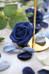 300Pcs Rose Petals Dusty Blue Navy Faux Silk Flower Petals for Wedding Flower…