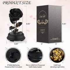 Deluxsa Forever Preserved Black Rose Birthday Gifts for Women,Eternal Flower