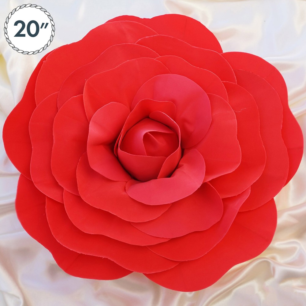 2 pcs 20″ Red Artificial Large Roses Flowers Wall Backdrop Party Wedding
