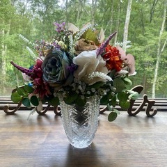 Beautiful Bridal Wedding Bouquet Budget Handmade Faux Floral Blue Orange Purple