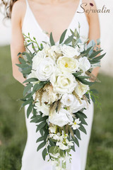 11 Inch Wedding Bouquets for Bride Bridesmaid, Natural Whites Rose Bridal Bouque
