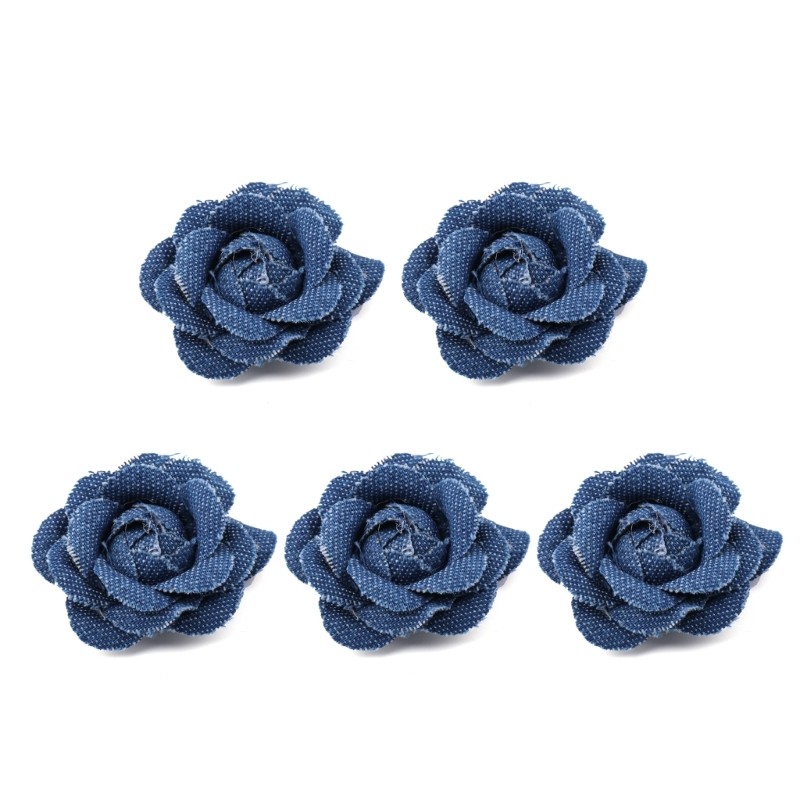Vintage-Inspired Denim Flower Embellishments for DIY Clothing and Accessories