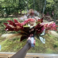 Bridal Wedding Bouquet Hand made Budget Friendly Faux Flowers Gal Orange Red