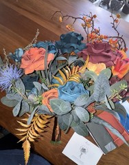 Ling’s Moment Teal and Burnt Orange Brides Bouquet NEW