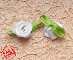 Ruwado White Satin Roses with Leaves 50 Pcs
