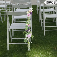 10 PCS Modern Wedding Chair Decorations, Wedding Aisle Floral Artificial Flowers