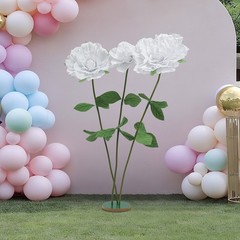 White Giant Artificial Flowers, Giant Rose, Artificial Flowers with Base Durable