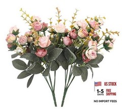 7 Branch1 Mini Rose Heads Artificial Flowers Bouquet Wedding Home 2 2 Pcs Pink