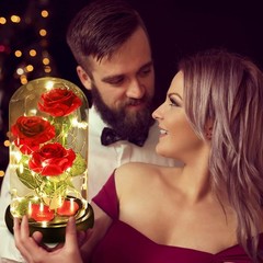 Valentines Day Gifts for Her,Valentines Decor Beauty and The Beast Rose Flowers