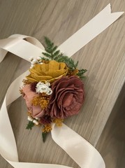 Pine and Petal Bridal Wedding Wood Flower Set: Bouquet, Boutonnière, Corsage