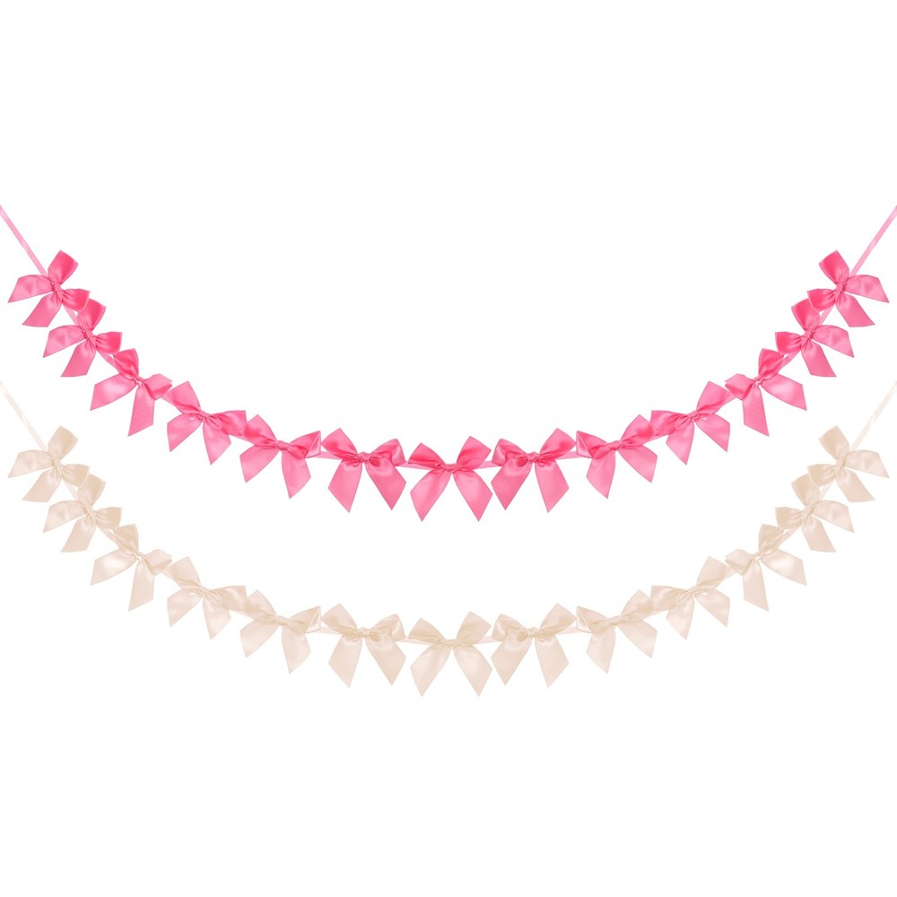 2 String of 13 PCS Champagne/Rose Red Bow Garland Banner Decoration Party Bow