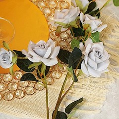 2 SILVER 38″ SINGLE STEM SILK ROSES Bouquets Wedding Centerpieces Decorations