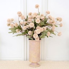 12Pcs Fake Kiku Flowers, Artificial Small Chrysanthemum Balls with Champagne