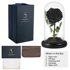 SW Forever Preserved Real Black Rose Flower Birthday Gift for Mom