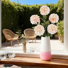 Pink Dahlia Artificial Flowers 5 Pcs Long Stem Silk Dahlia Champagne&pink