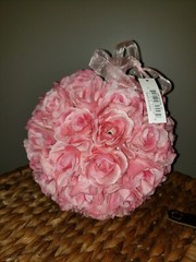 9in Pink Faux Rose Flower Decorative Ball Bedroom Home Hanging Decor.