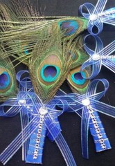 Peacock Feather , Groom Groomsmen CORSAGE Quinceañera Favors