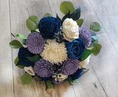 Lavender Navy Blue Bridal Bouquet Sola Wood Bridesmaid Purple Wedding Flowers