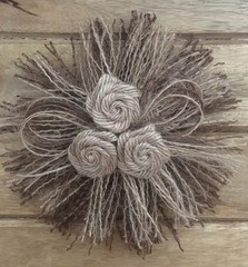 Primitive Burlap Fringe Rose Flower Barn Wedding Bridal Shabby Chic S/2 5″ Nat