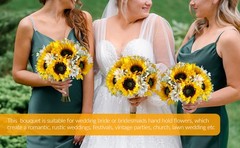 Romantic Wedding Bride Bouquet Bridesmaid Bouquet Sunflowers Daisy Artificial