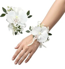 White Floral Boutonniere and Wrist Corsage Kit – Perfect for Formal Events