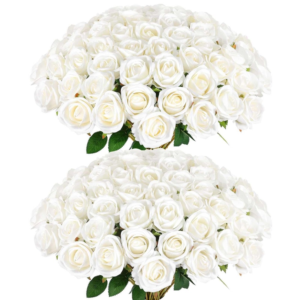 60 Pcs Artificial Roses Bulk Velvet Silk White Roses White Roses for Wedding …