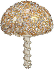 Wedding Bouquet with Golden Luxury Artificial Diamond,Set Including Bouquets, Wr