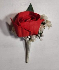 Red Ivory Rose Calla Lily Sola Wood Bridal Wedding Bouquet Accessories